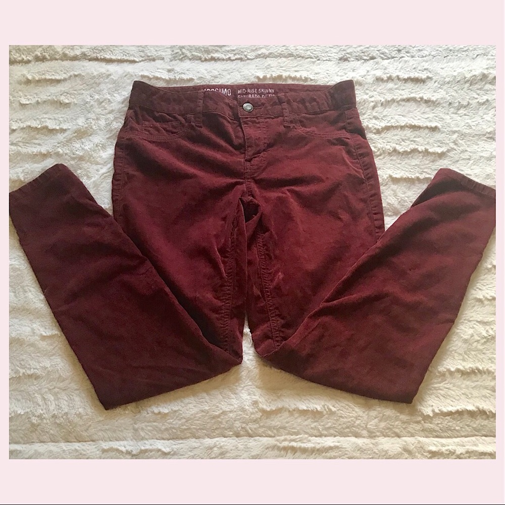 Mossimo Mid-Rise Rust Colored Corduroy Skinny Pant